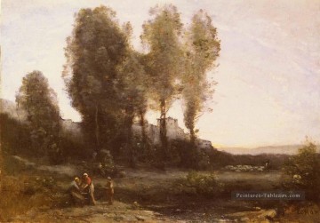 romantique romantisme Tableau Peinture - Le Monastère Derrière Les Arbres Plein Air Romantisme Jean Baptiste Camille Corot